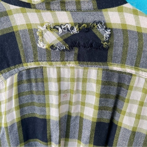 FREE PEOPLE PACIFIC DAWN PLAID SNAP RUCHED SLEEVE WOOL BLEND FLANNEL TOP S NWT - Picture 9 of 14